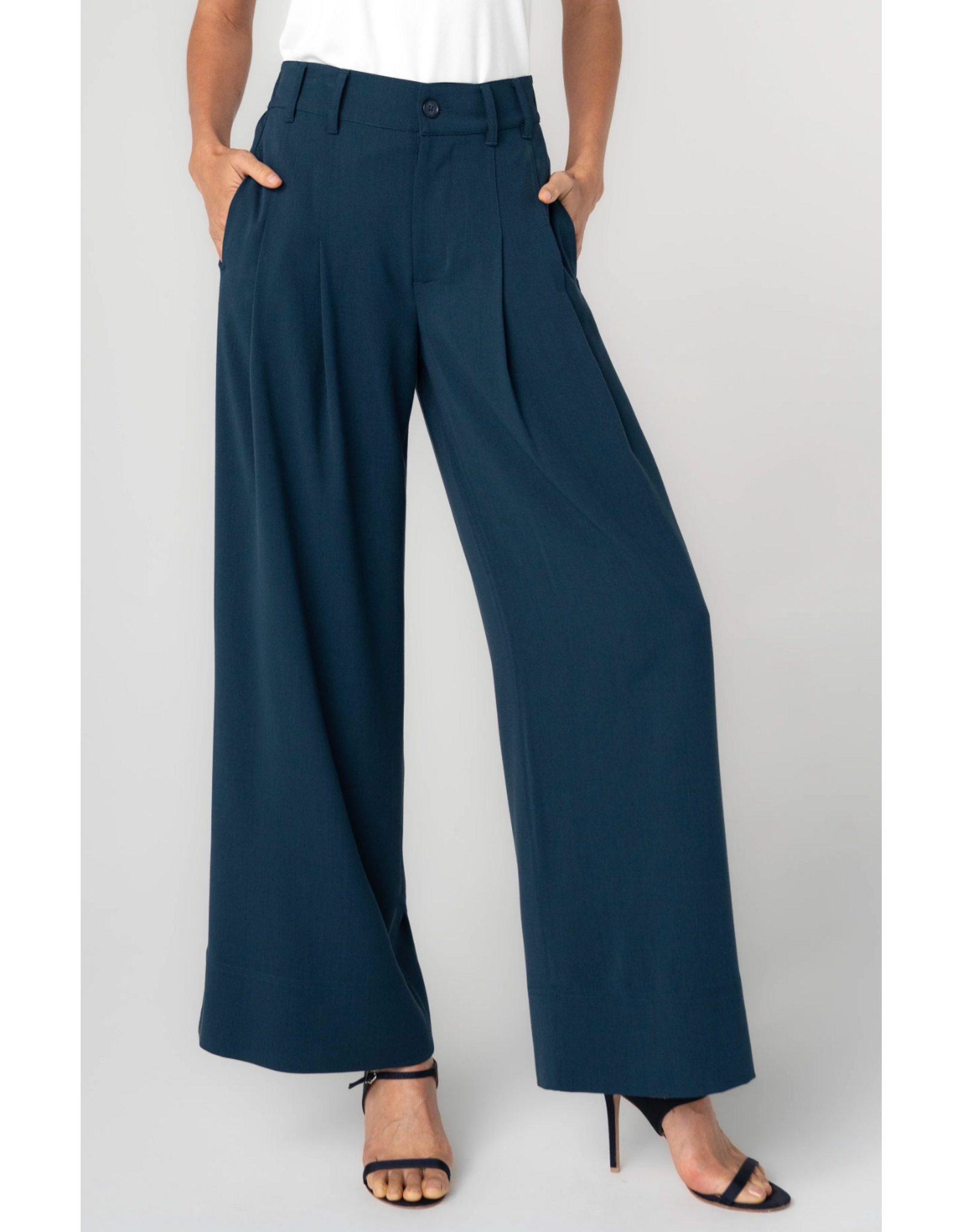 Liverpool Liverpool - Pleated Wide Leg Trouser (Oxford - Navy)