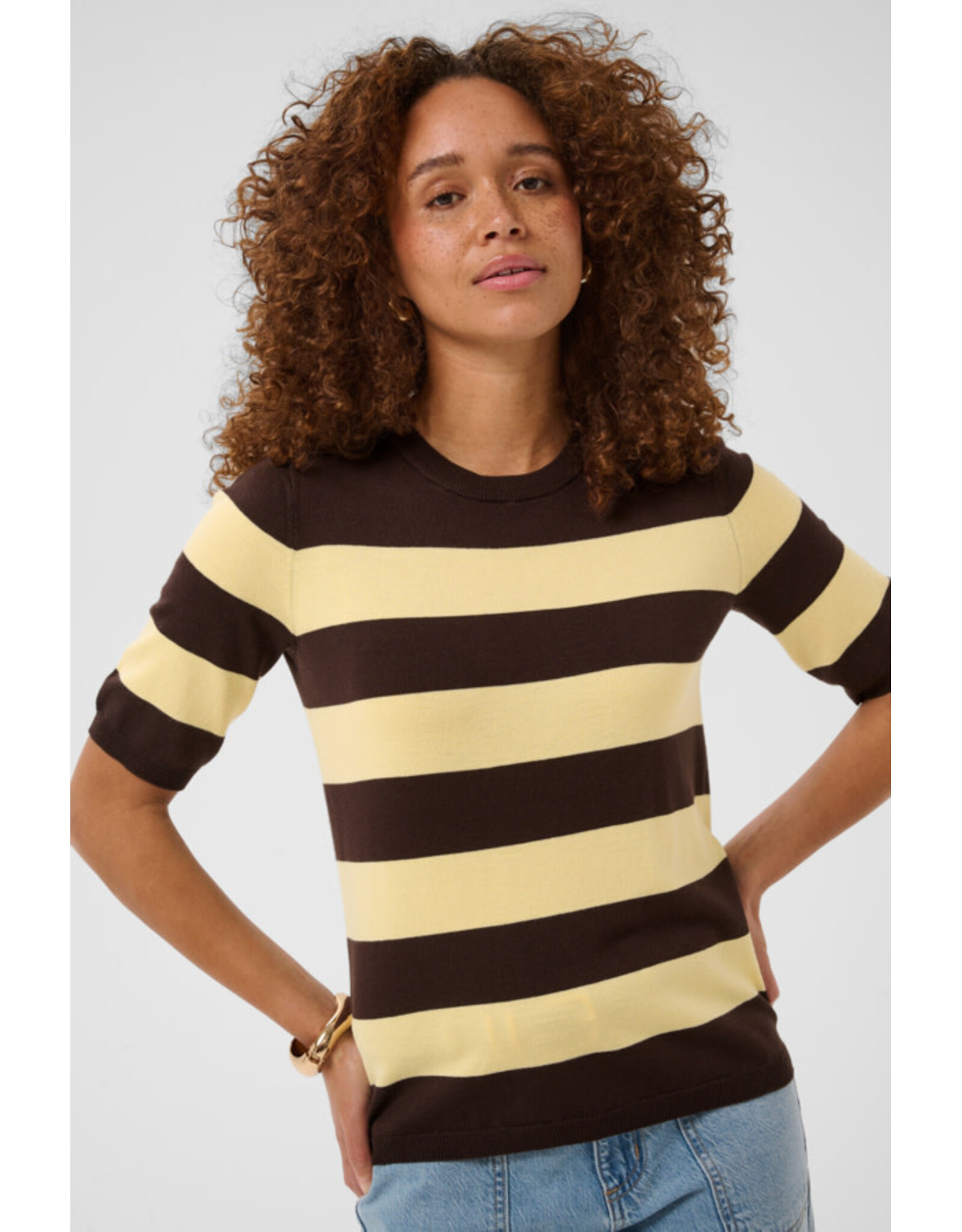 Kaffe Kaffe - Lizza stripe (Coffee Bean / Yellow)