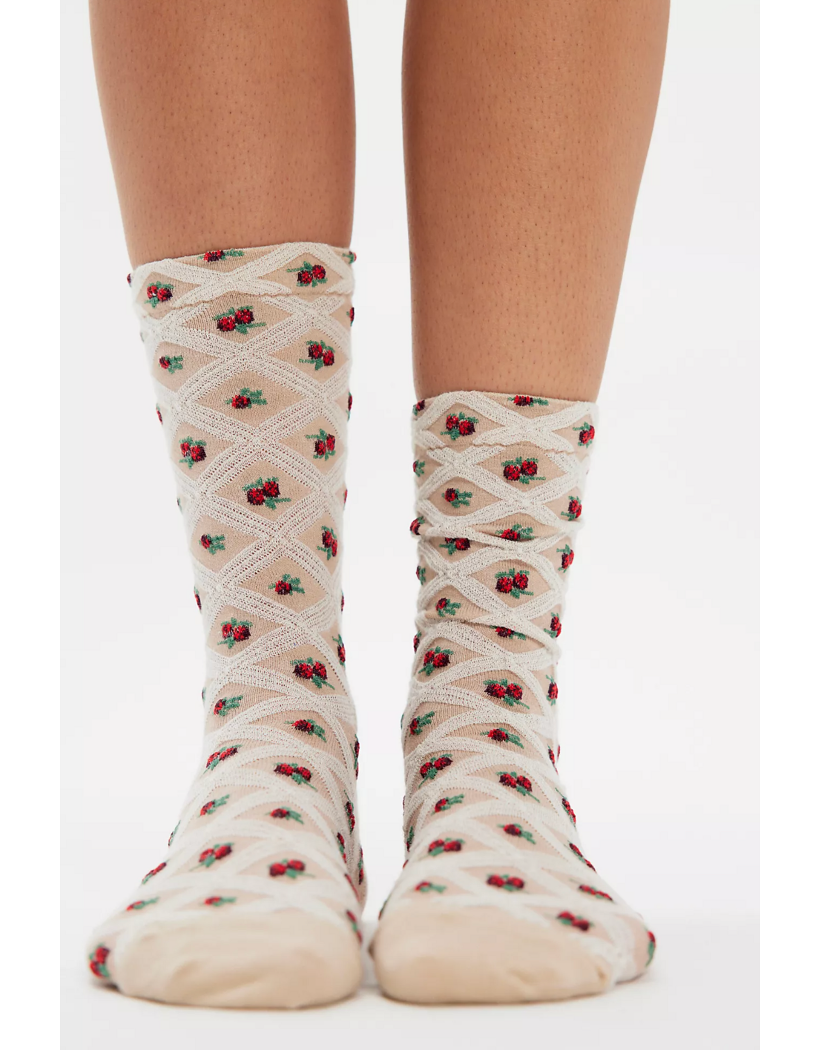 Free people Free People -  Floral Jacquard Trouser Socks (Ivory)