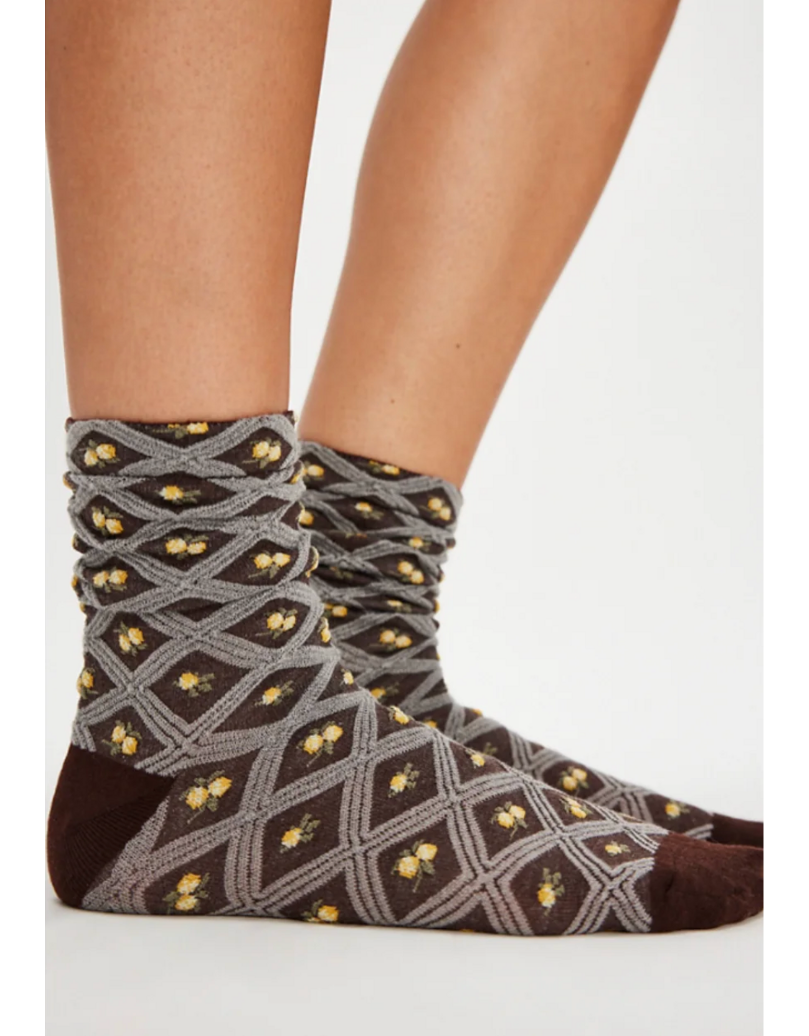 Free people Free People -  Floral Jacquard Trouser Socks (Brown)