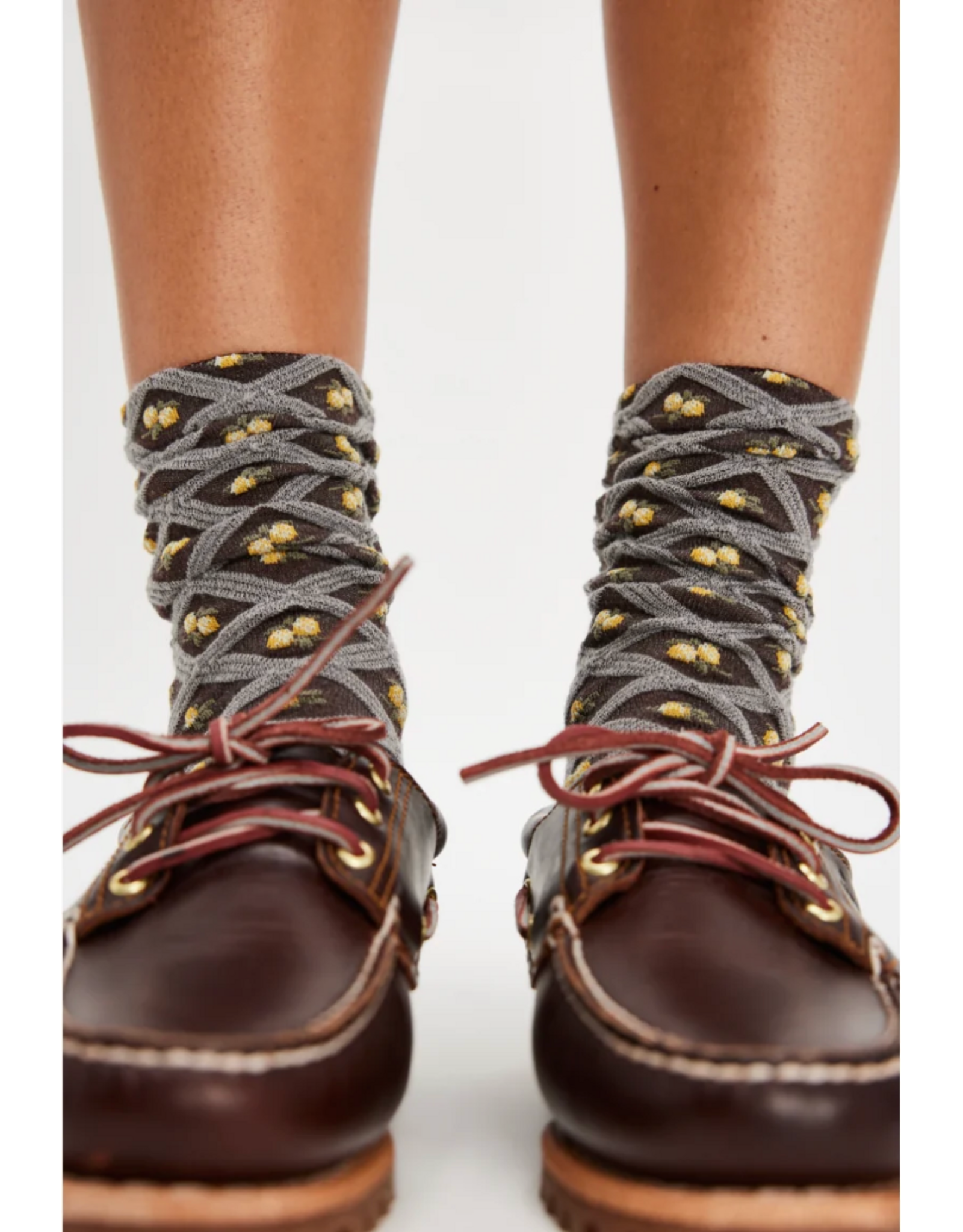 Free people Free People -  Floral Jacquard Trouser Socks (Brown)