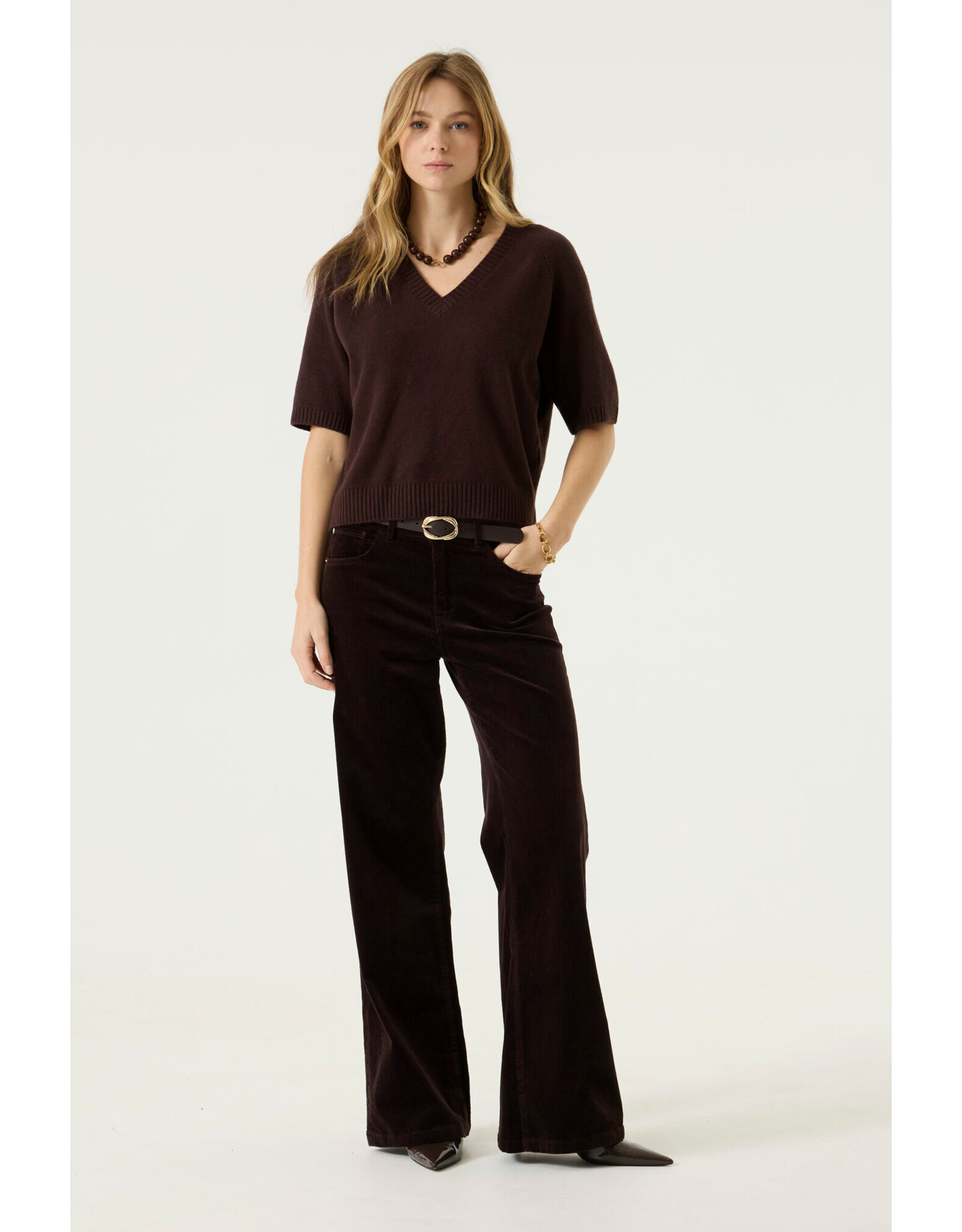 Garcia Garcia - Short Sleeve V Neck Sweater (Hazel Bloom)