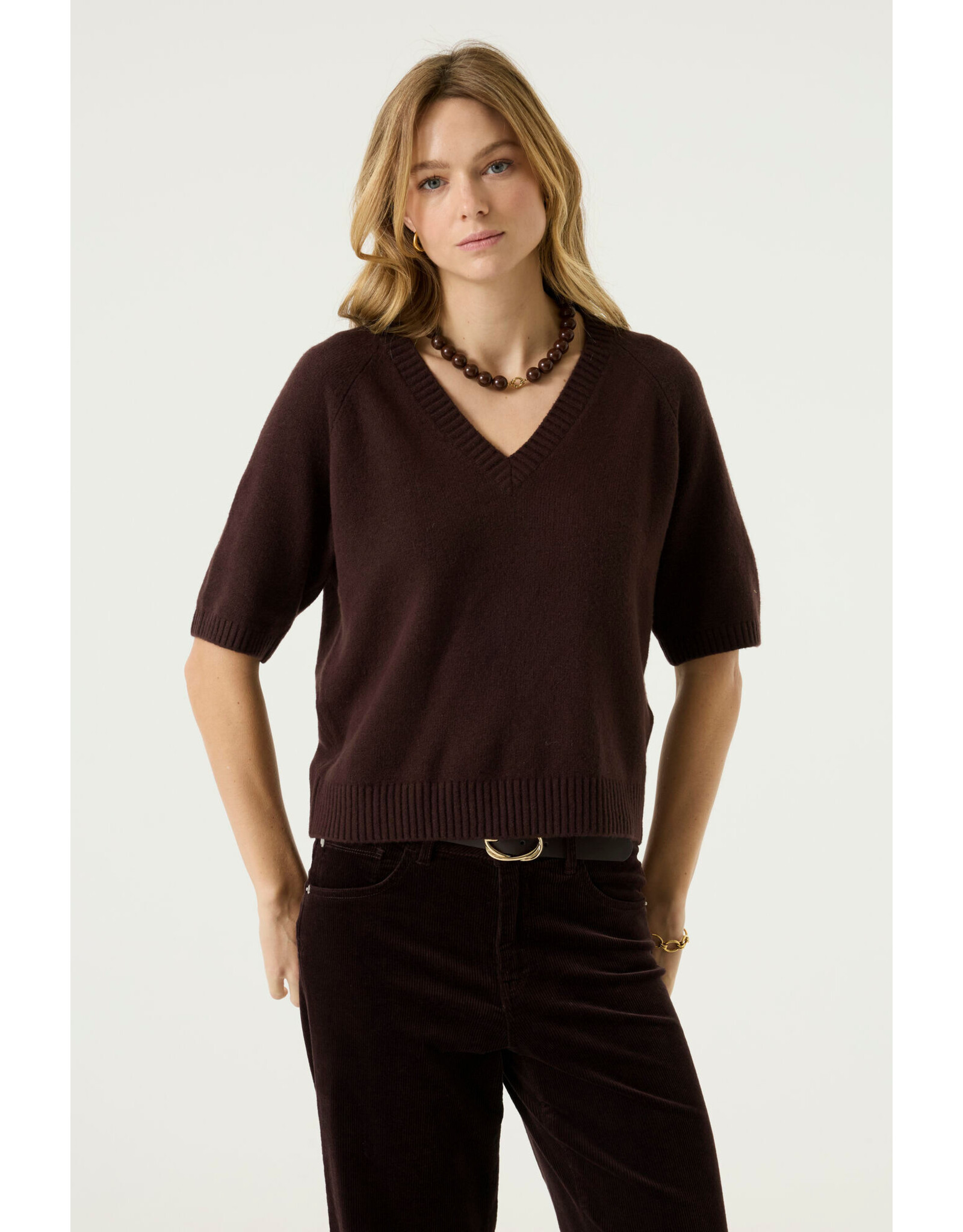 Garcia Garcia - Short Sleeve V Neck Sweater (Hazel Bloom)