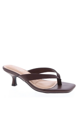 Let's See Style Lettie Kitten Heel Thong Mule (Brown)