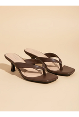 Let's See Style Lettie Kitten Heel Thong Mule (Brown)