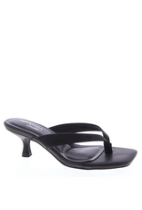 Let's See Style Lettie Kitten Heel Thong Mule (Black)