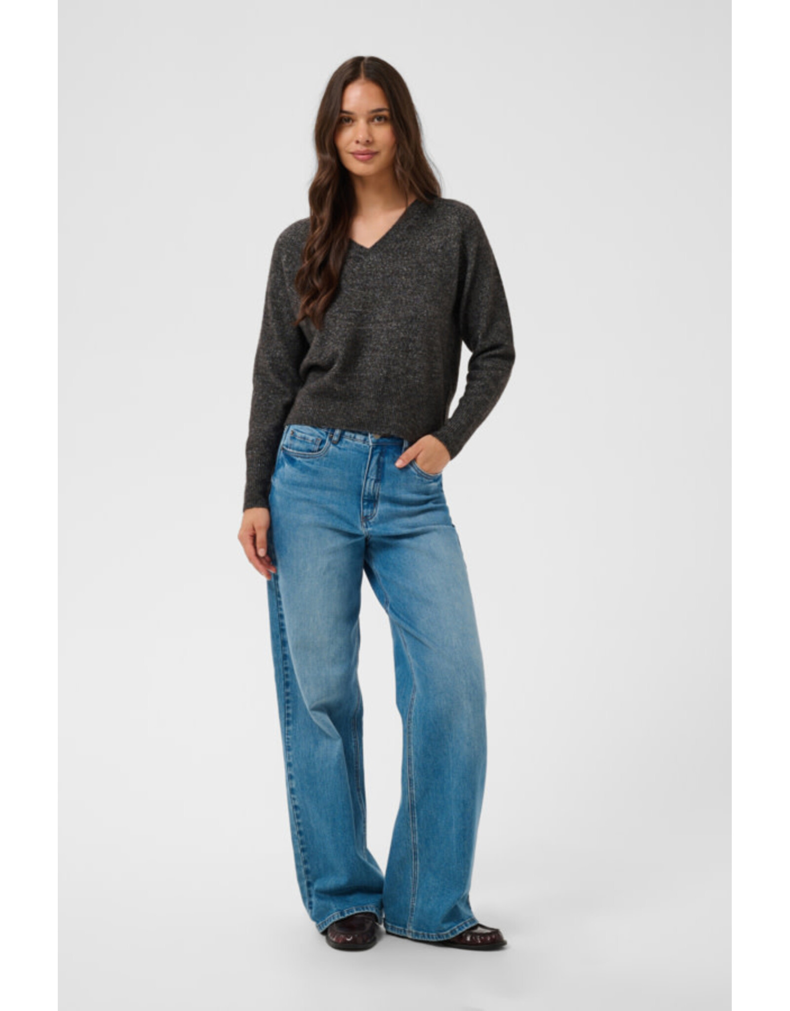Kaffe Kaffe - Aniel V Neck Pullover (Dark Grey)