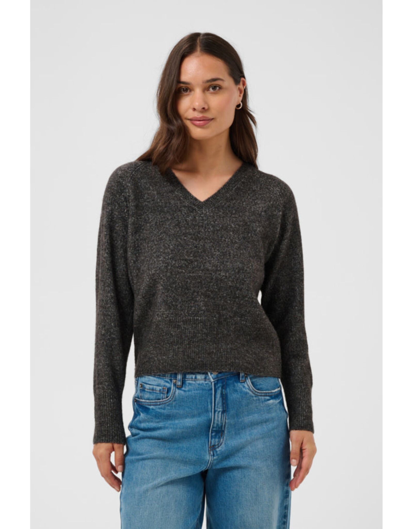 Kaffe Kaffe - Aniel V Neck Pullover (Dark Grey)