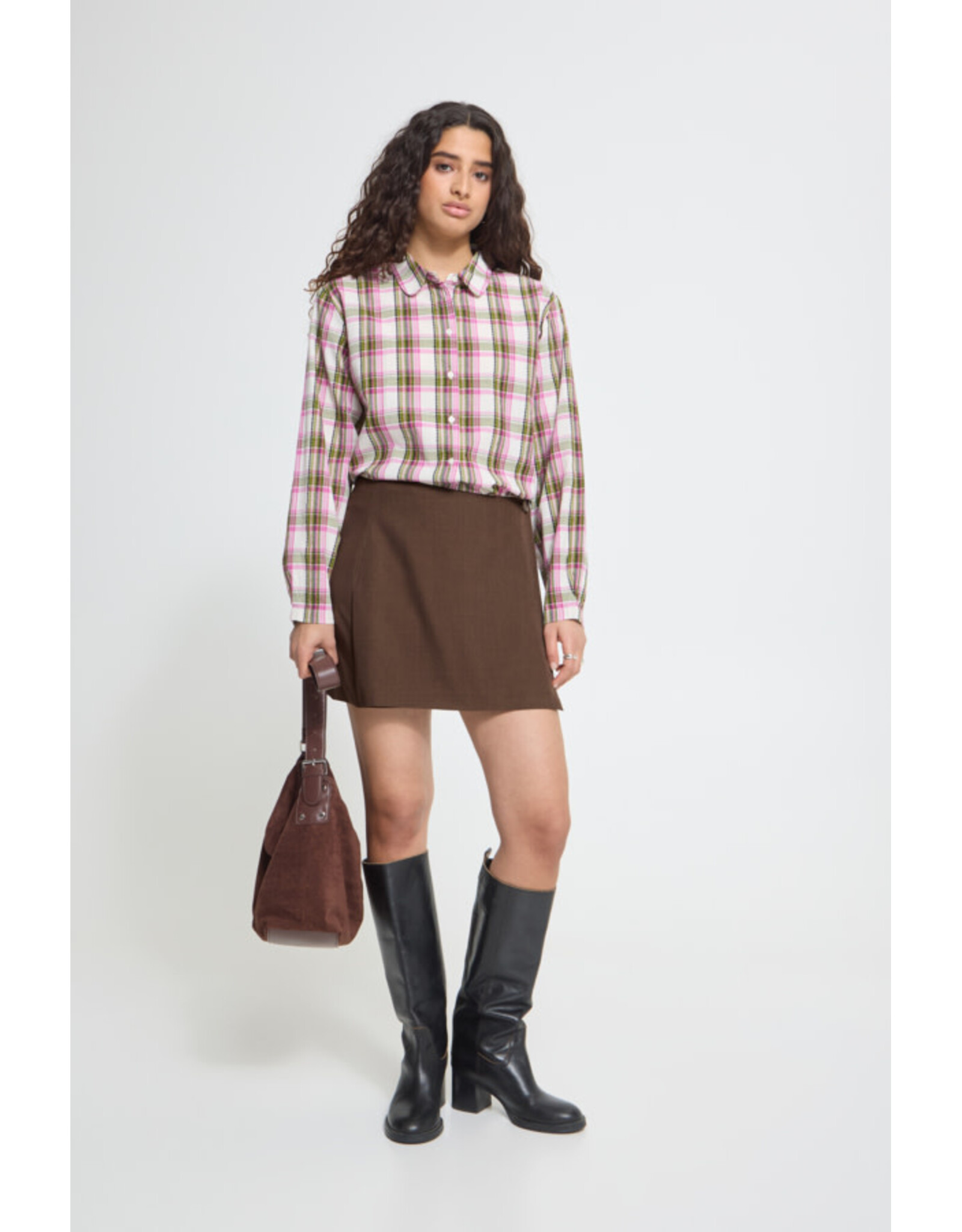 ICHI ICHI - Fava Short Skirt (Slate Brown)