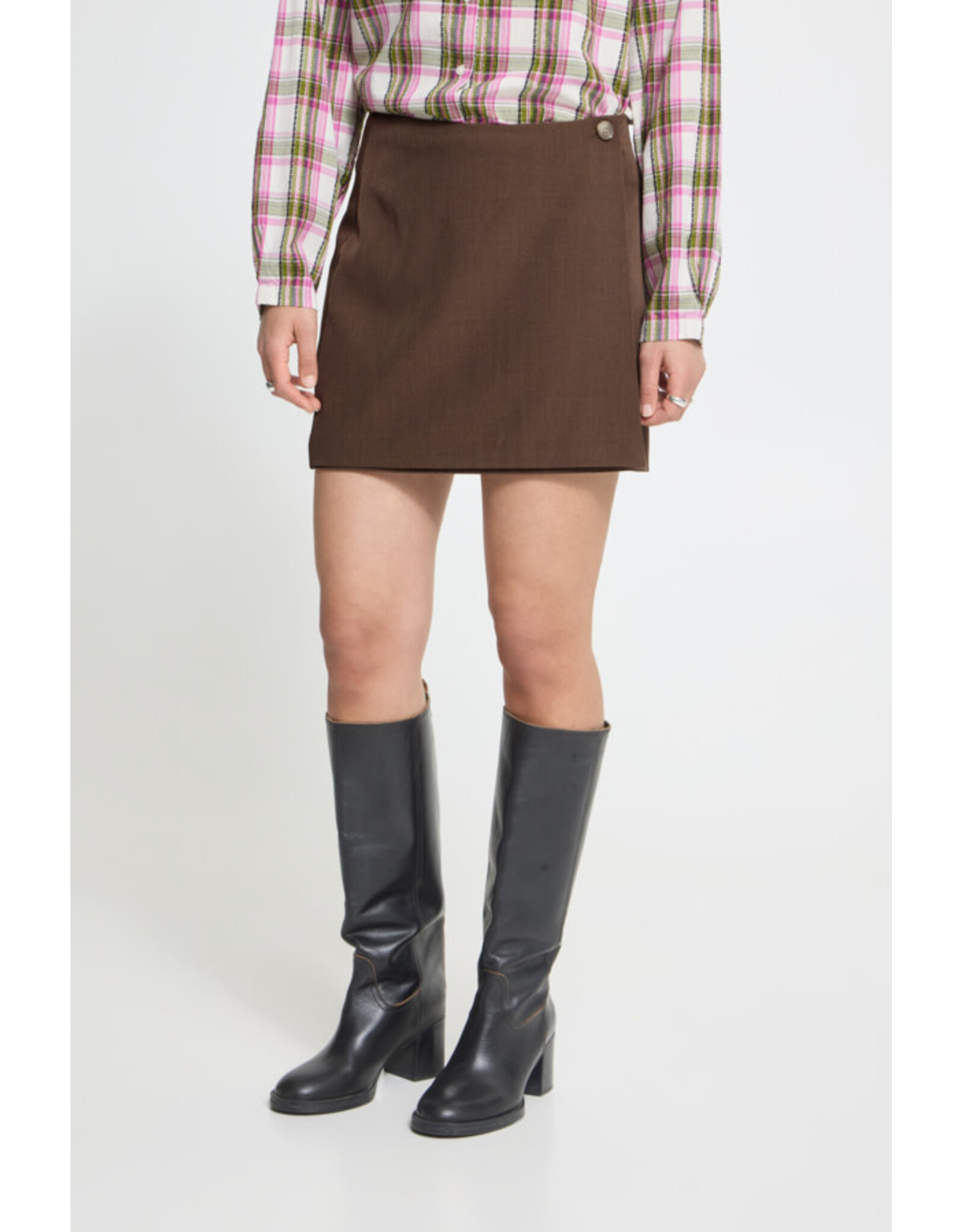 ICHI ICHI - Fava Short Skirt (Slate Brown)