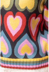 Voy Heart Print Bubble Sleeve Knit Top