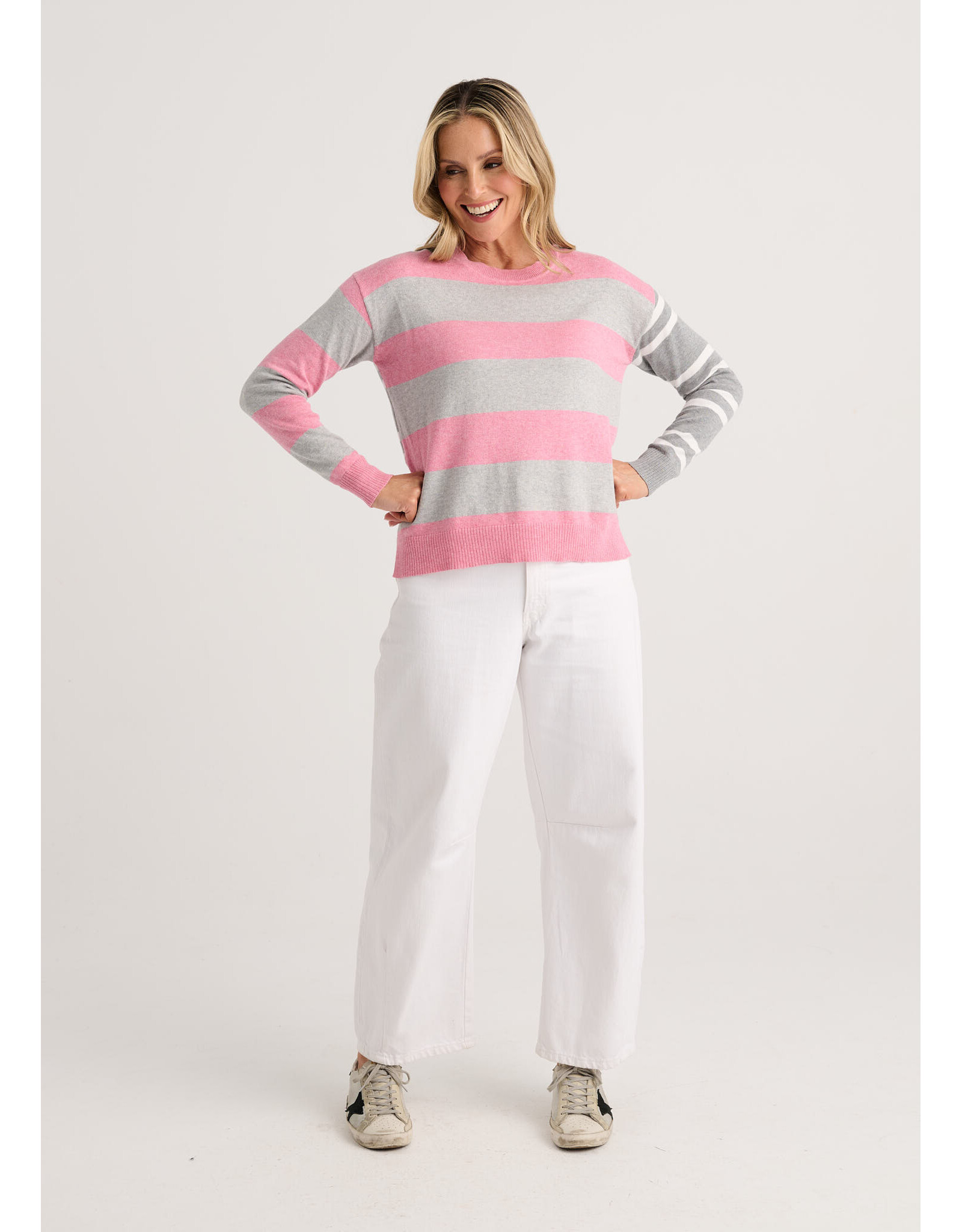 b.young Zaket & Plover - Bold Stripe Sweater (Heather Pink)