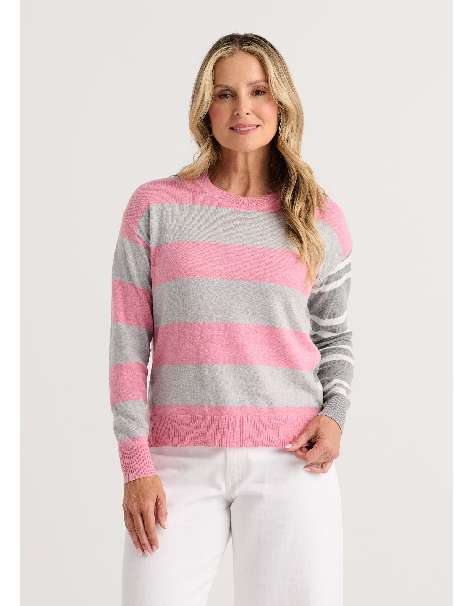 b.young Zaket & Plover - Bold Stripe Sweater (Heather Pink)