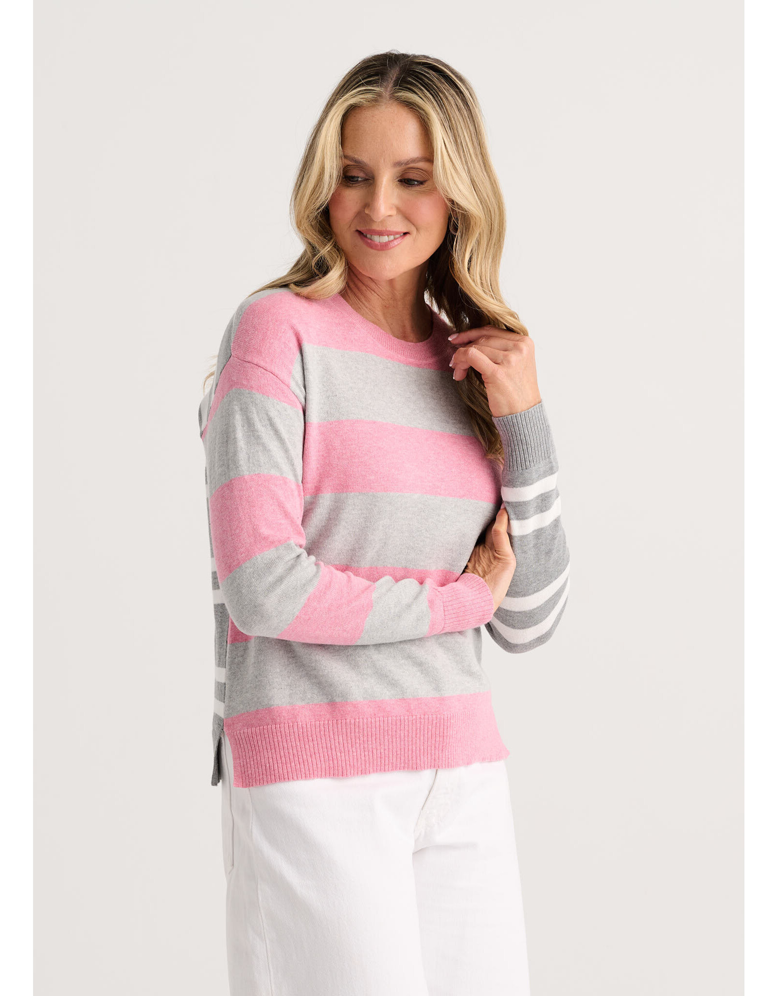 b.young Zaket & Plover - Bold Stripe Sweater (Heather Pink)