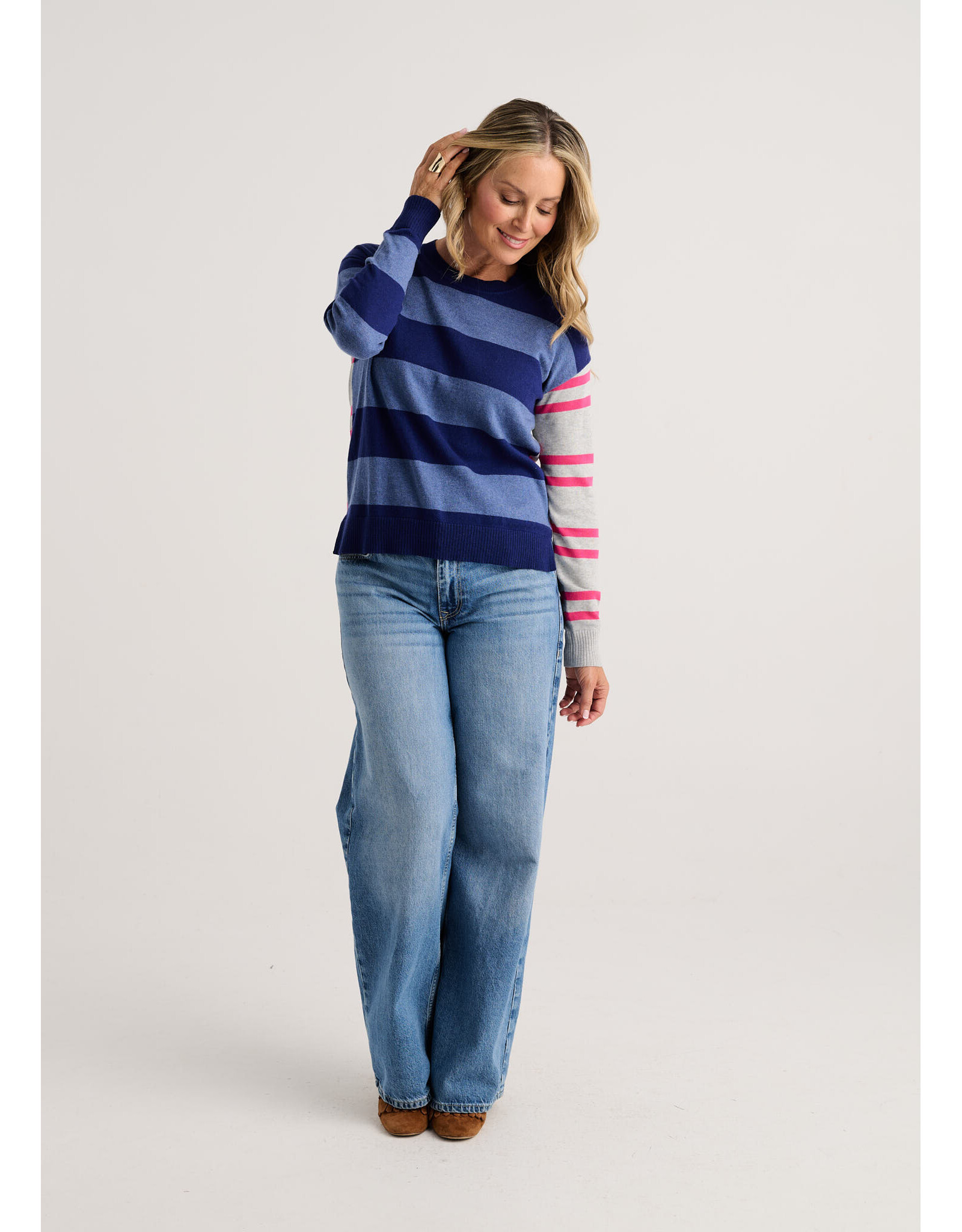 b.young Zaket & Plover - Bold Stripe Sweater (Ocean)