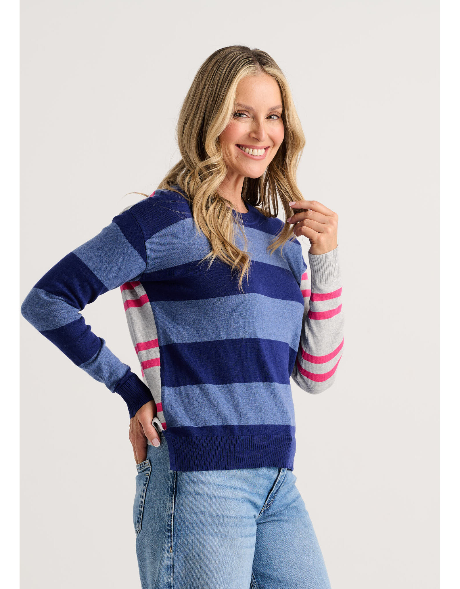 b.young Zaket & Plover - Bold Stripe Sweater (Ocean)