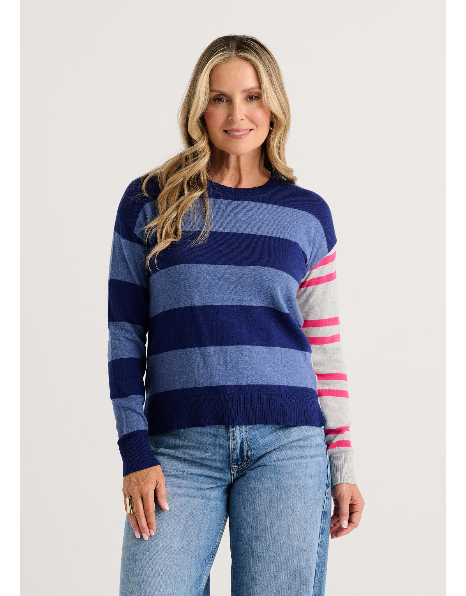 b.young Zaket & Plover - Bold Stripe Sweater (Ocean)