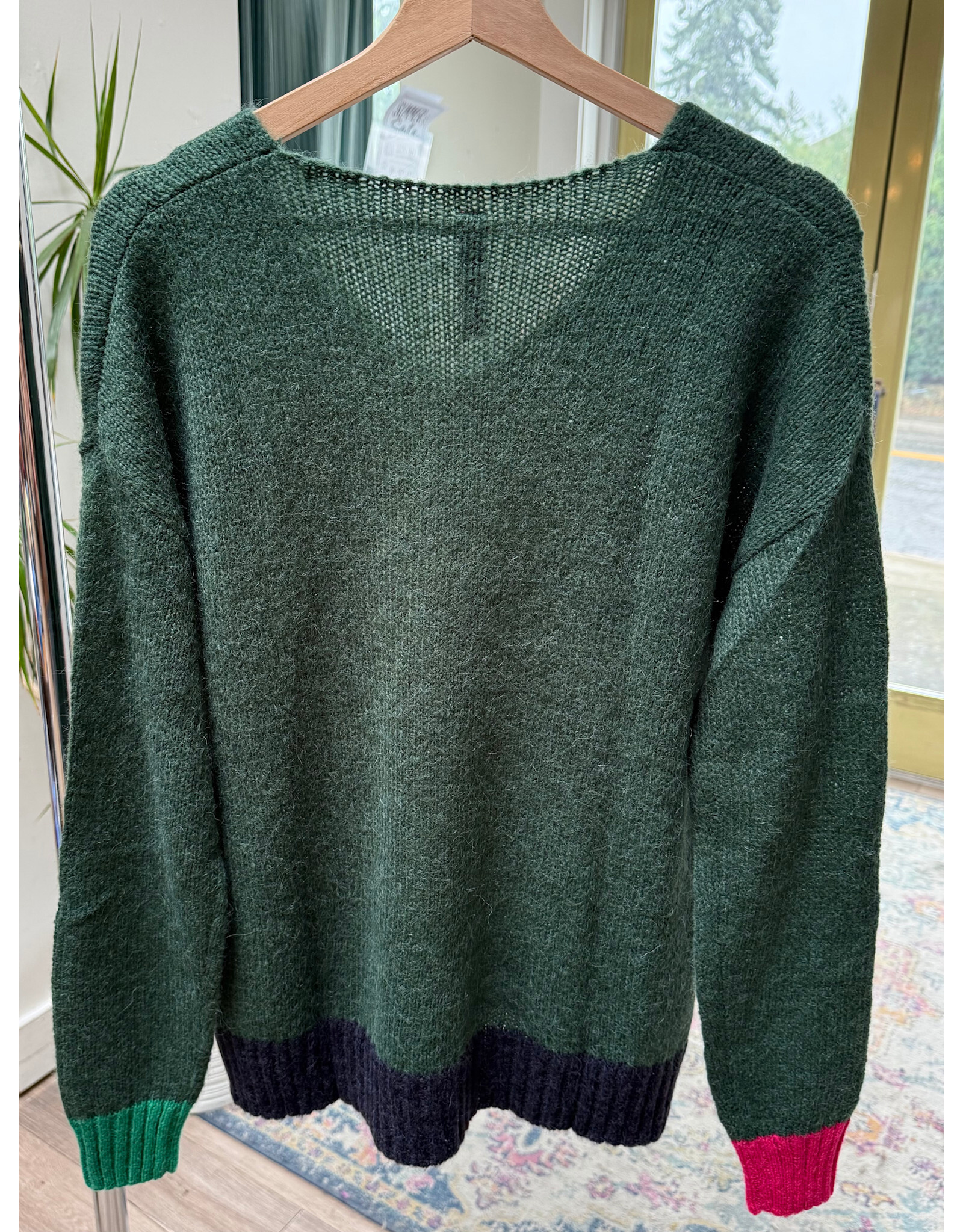 b.young Zaket & Plover - Casual Luxe V Neck Sweater (Forest)