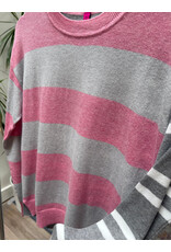 b.young Zaket & Plover - Bold Stripe Sweater (Heather Pink)