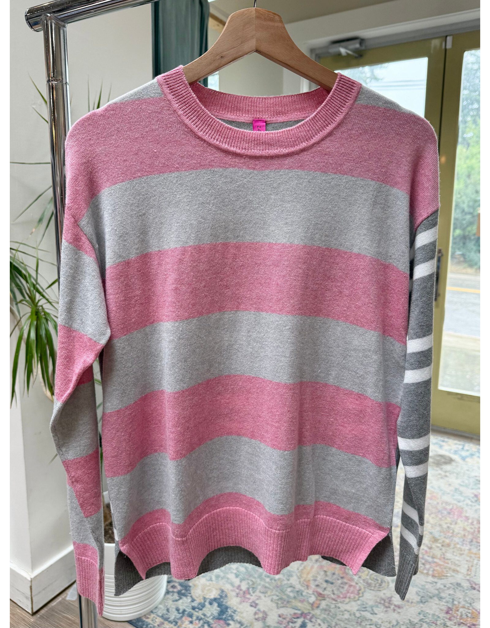 b.young Zaket & Plover - Bold Stripe Sweater (Heather Pink)
