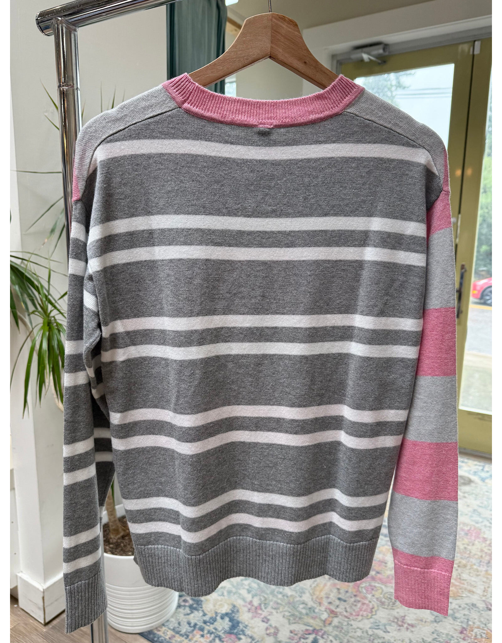 b.young Zaket & Plover - Bold Stripe Sweater (Heather Pink)