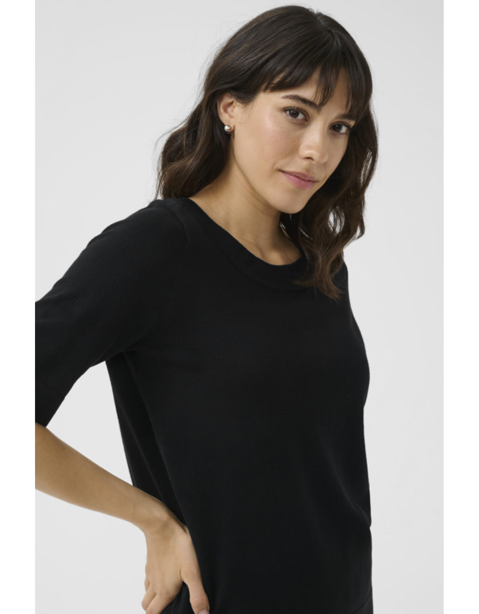 Kaffe Kaffe - Lizza Boatneck Solid Tee (Black Deep)