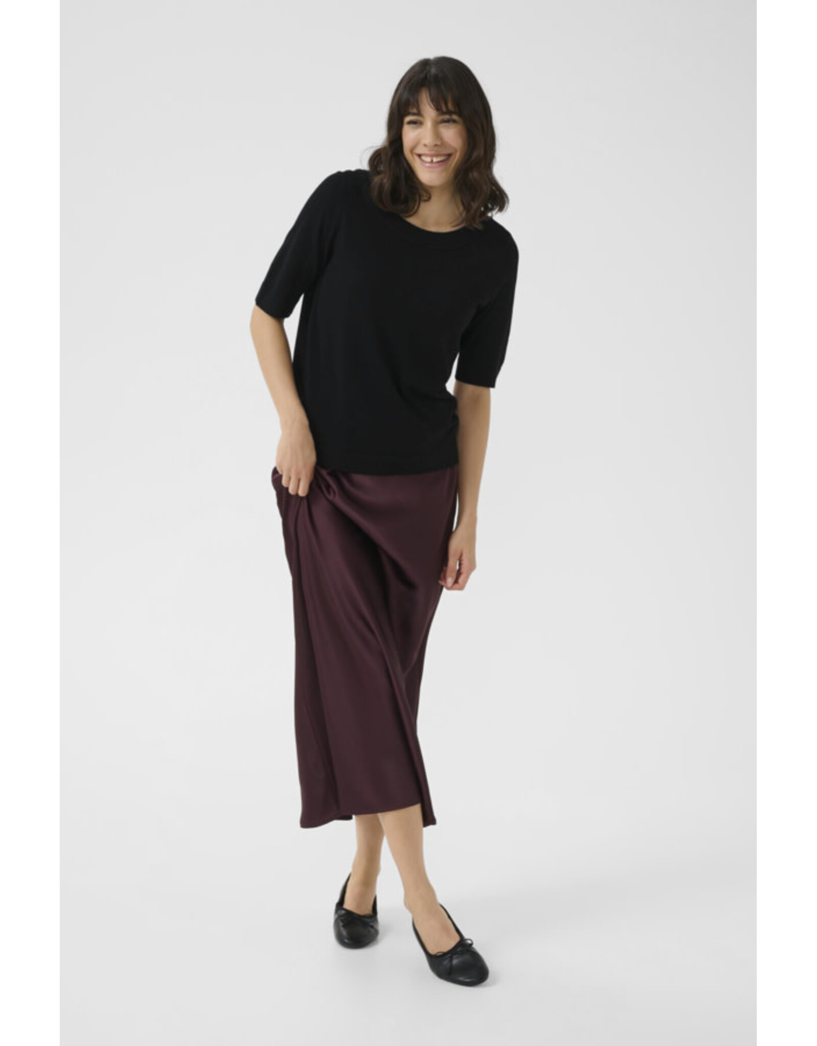Kaffe Kaffe - Lizza Boatneck Solid Tee (Black Deep)
