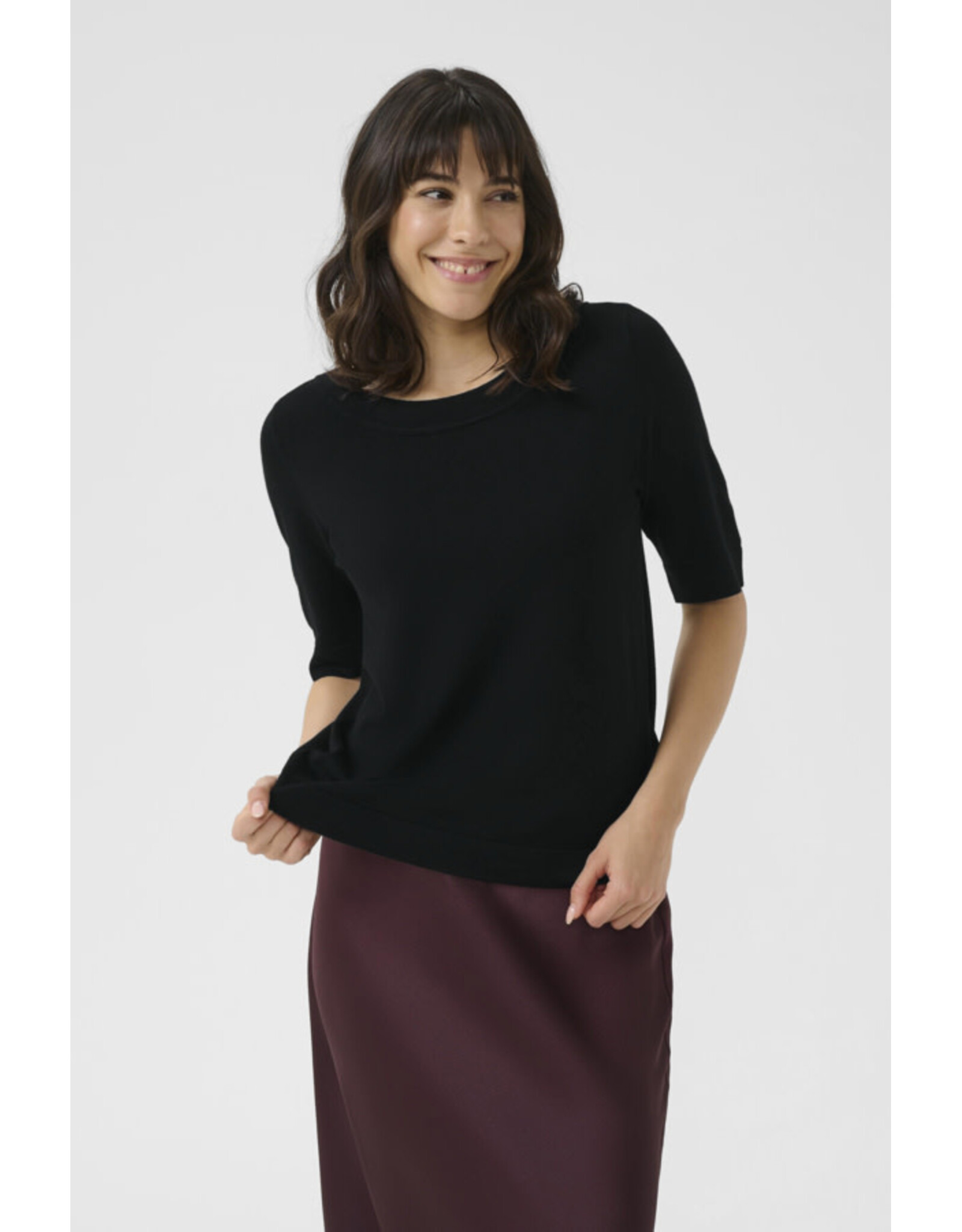 Kaffe Kaffe - Lizza Boatneck Solid Tee (Black Deep)