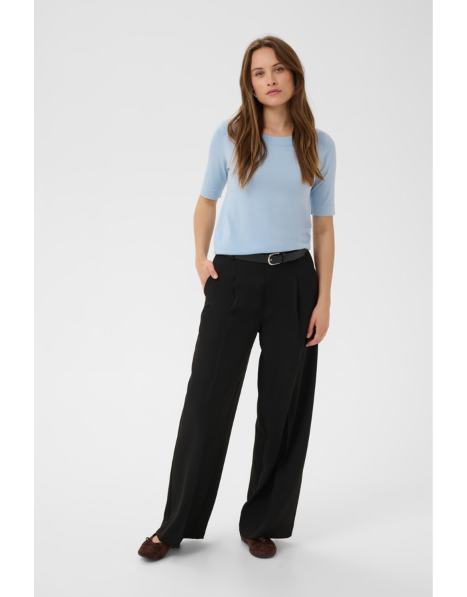 Kaffe Kaffe - Lizza Boatneck Solid Tee (Blue Fog)