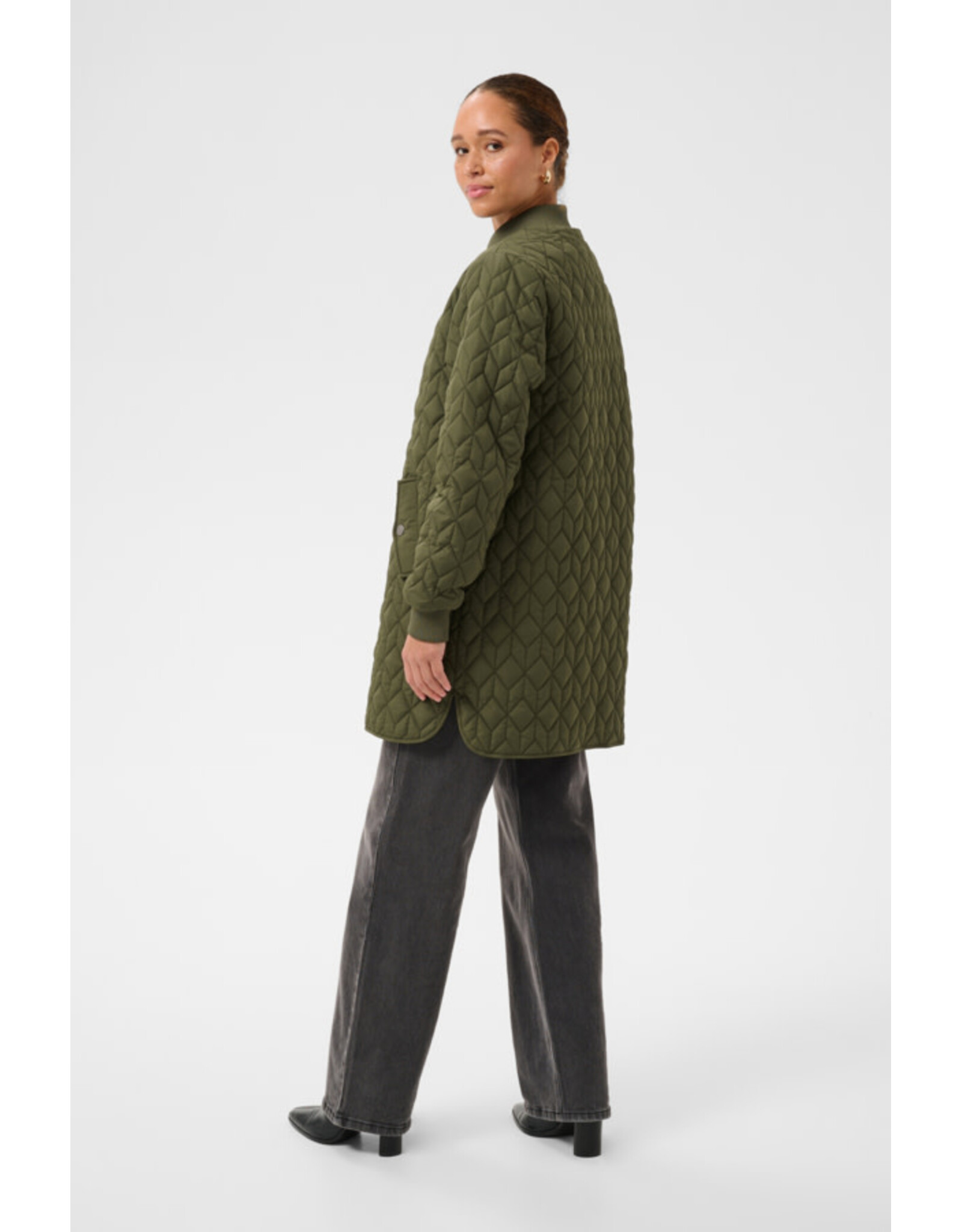 Kaffe Kaffe - Lelia Quilted Long Jacket (Olive Night)