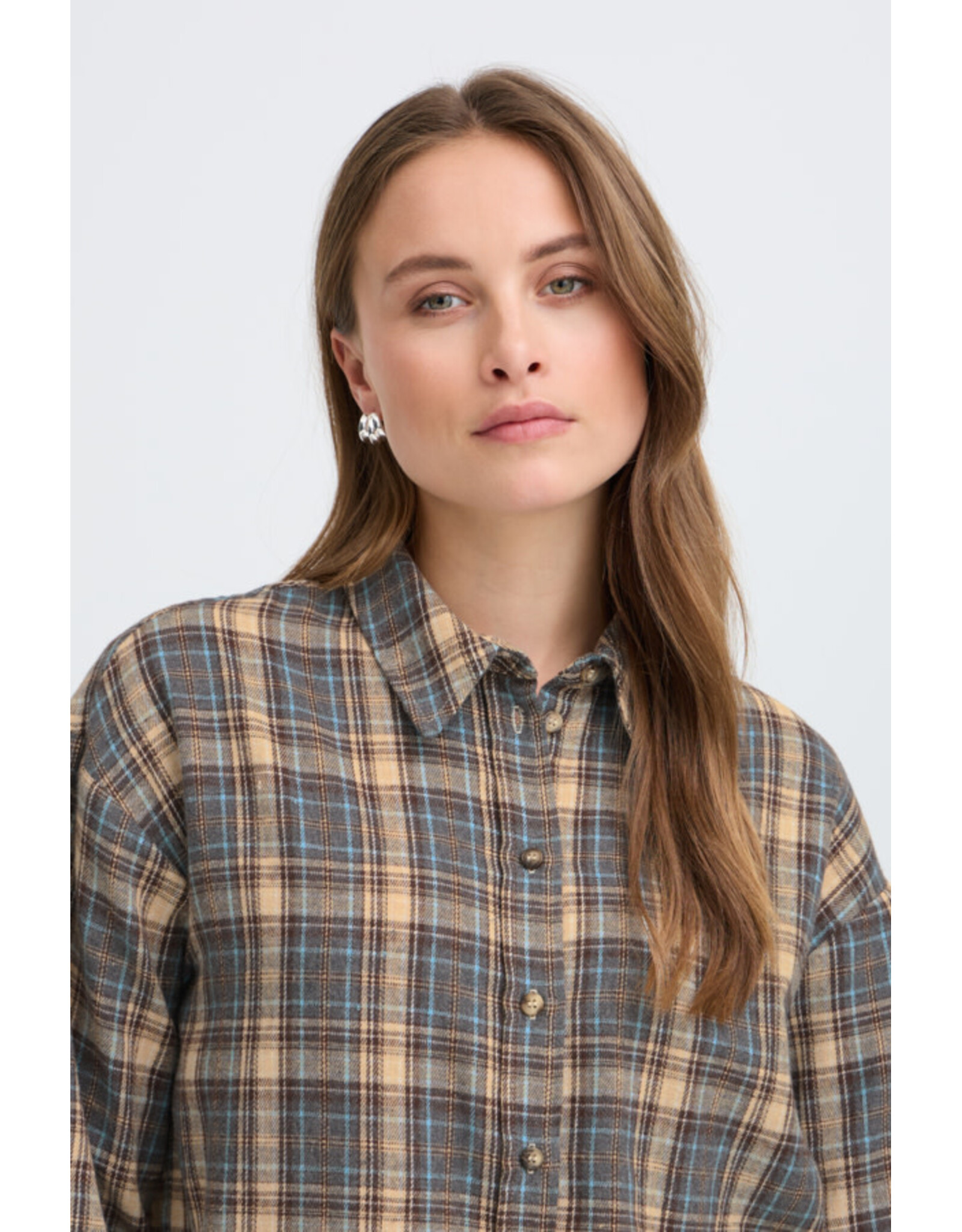 b.young b.young - Fabrice Plaid Button Up Shirt (Grey / Brown)