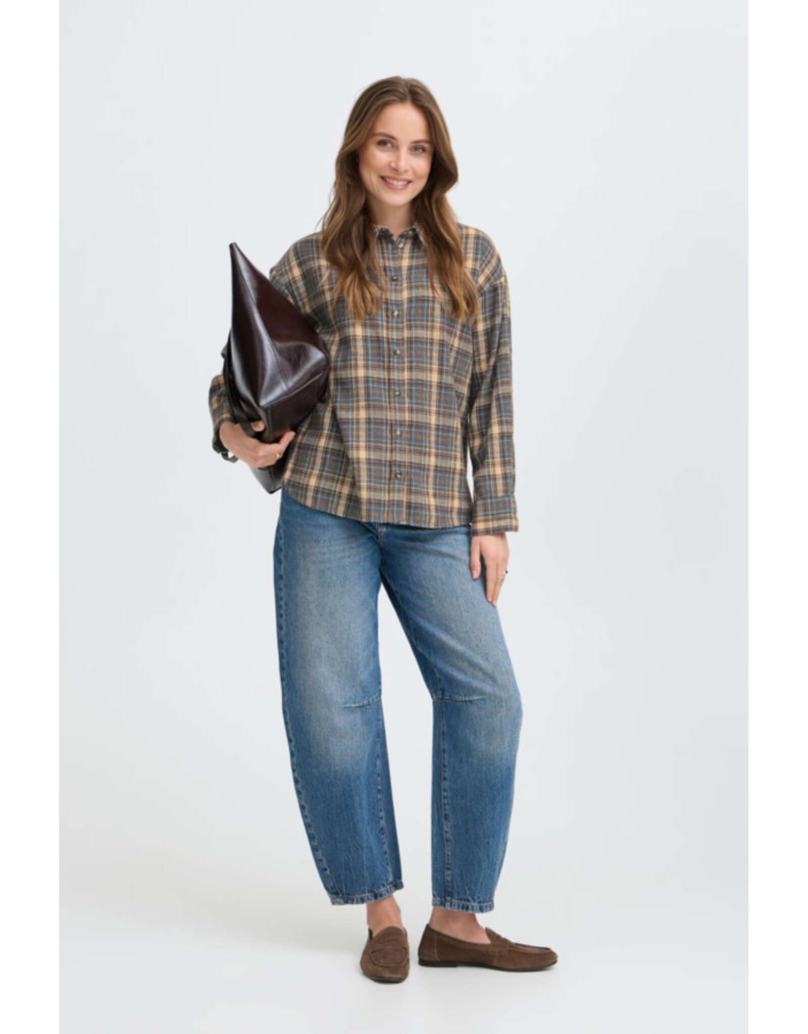 b.young b.young - Fabrice Plaid Button Up Shirt (Grey / Brown)