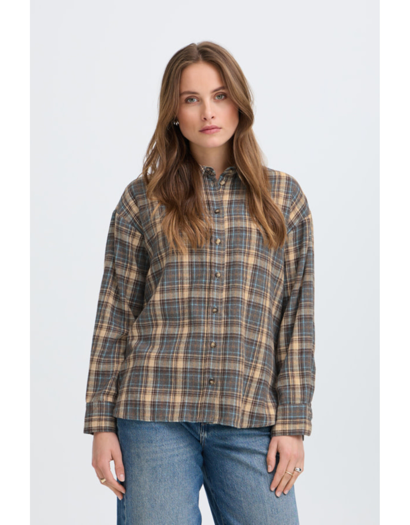 b.young b.young - Fabrice Plaid Button Up Shirt (Grey / Brown)