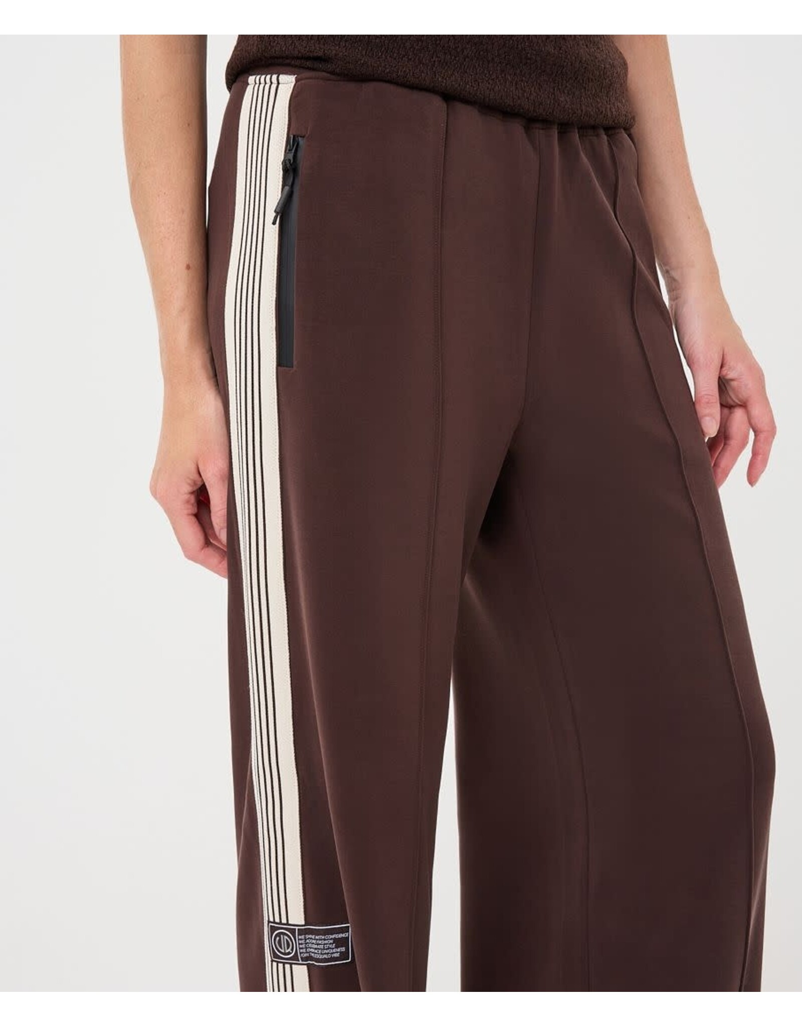 EsQualo EsQualo - Trousers with Tape Trim (Cacao Brown)