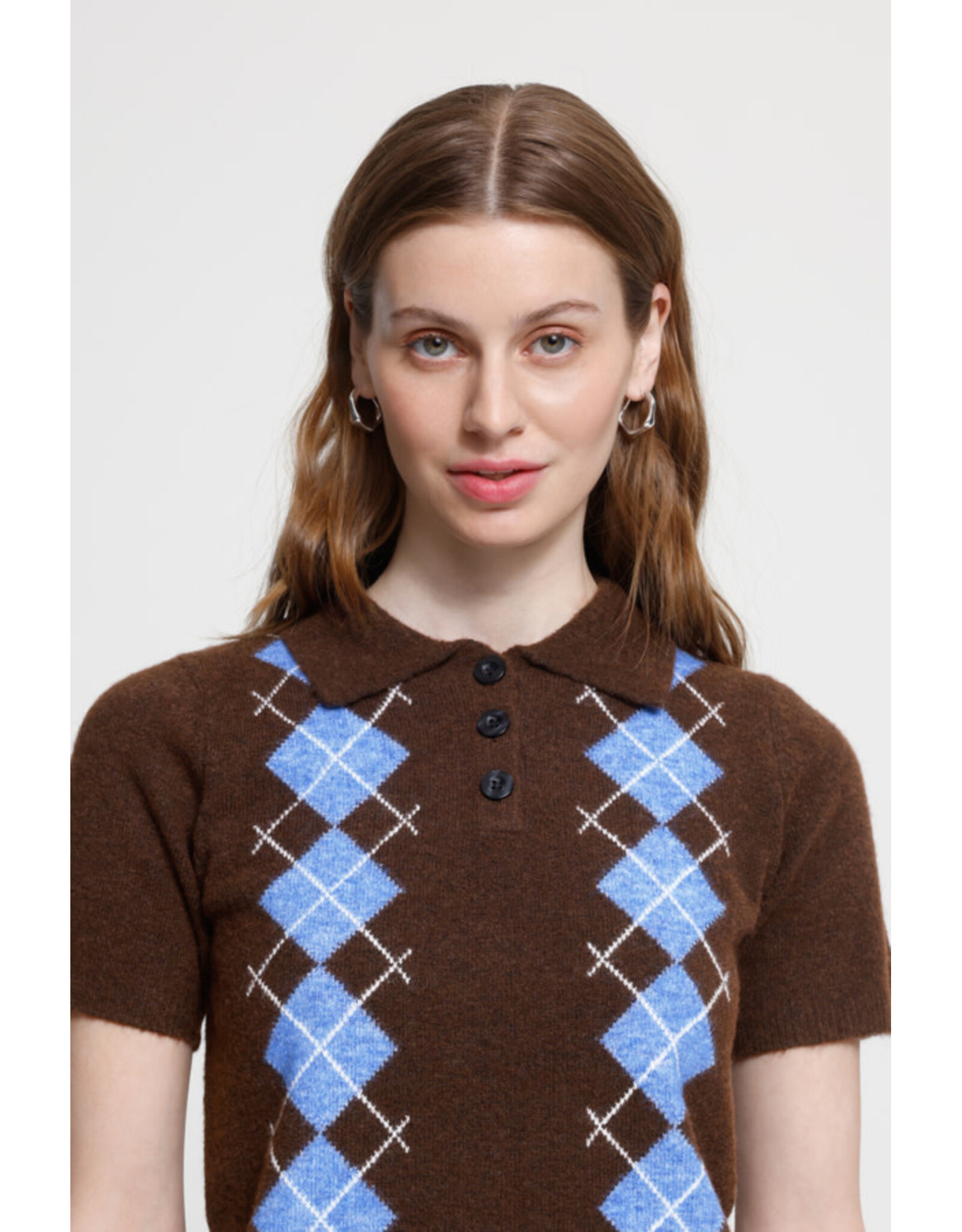 ICHI ICHI - Dasila Short Sleeve Polo Neck Sweater (Chicory)