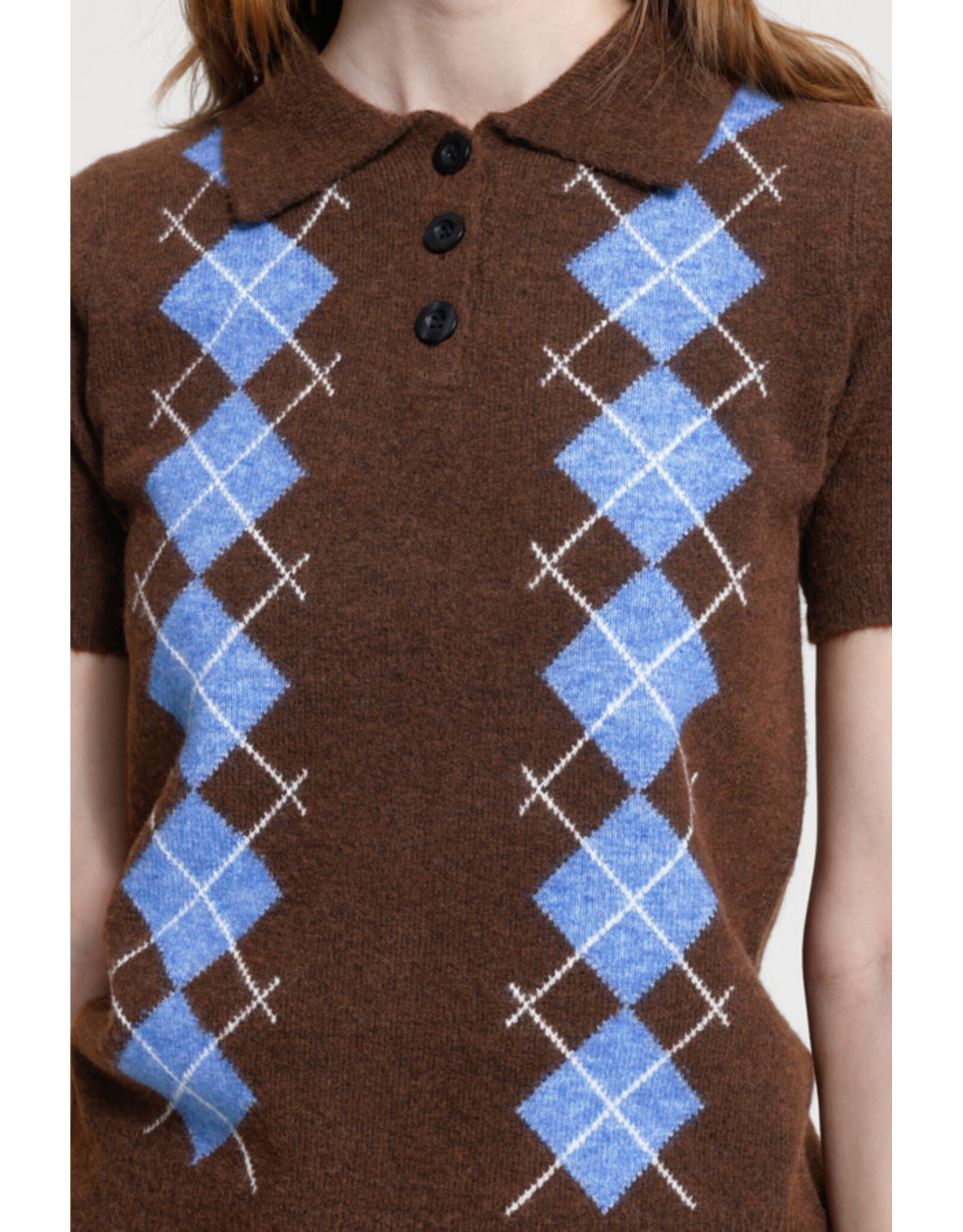 ICHI ICHI - Dasila Short Sleeve Polo Neck Sweater (Chicory)