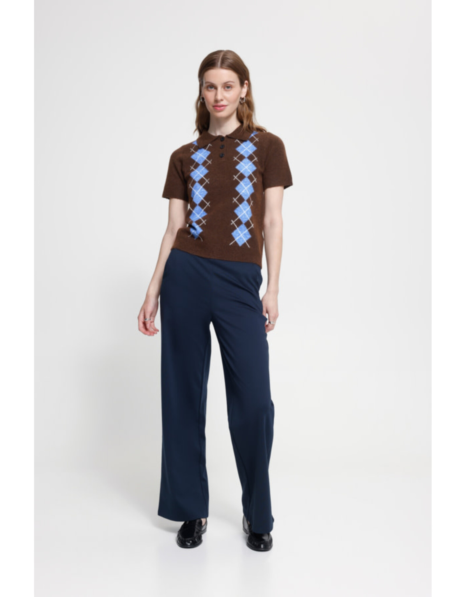 ICHI ICHI - Dasila Short Sleeve Polo Neck Sweater (Chicory)