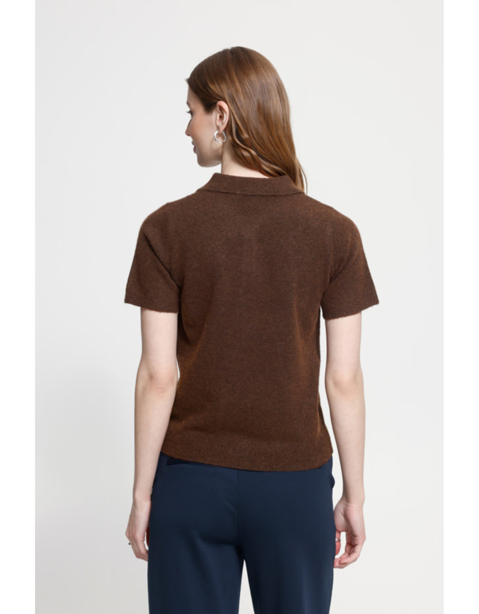 ICHI ICHI - Dasila Short Sleeve Polo Neck Sweater (Chicory)