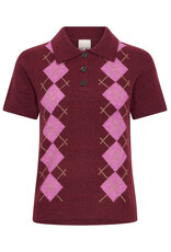 ICHI ICHI - Dasila Short Sleeve Polo Neck Sweater (Rhododendron)