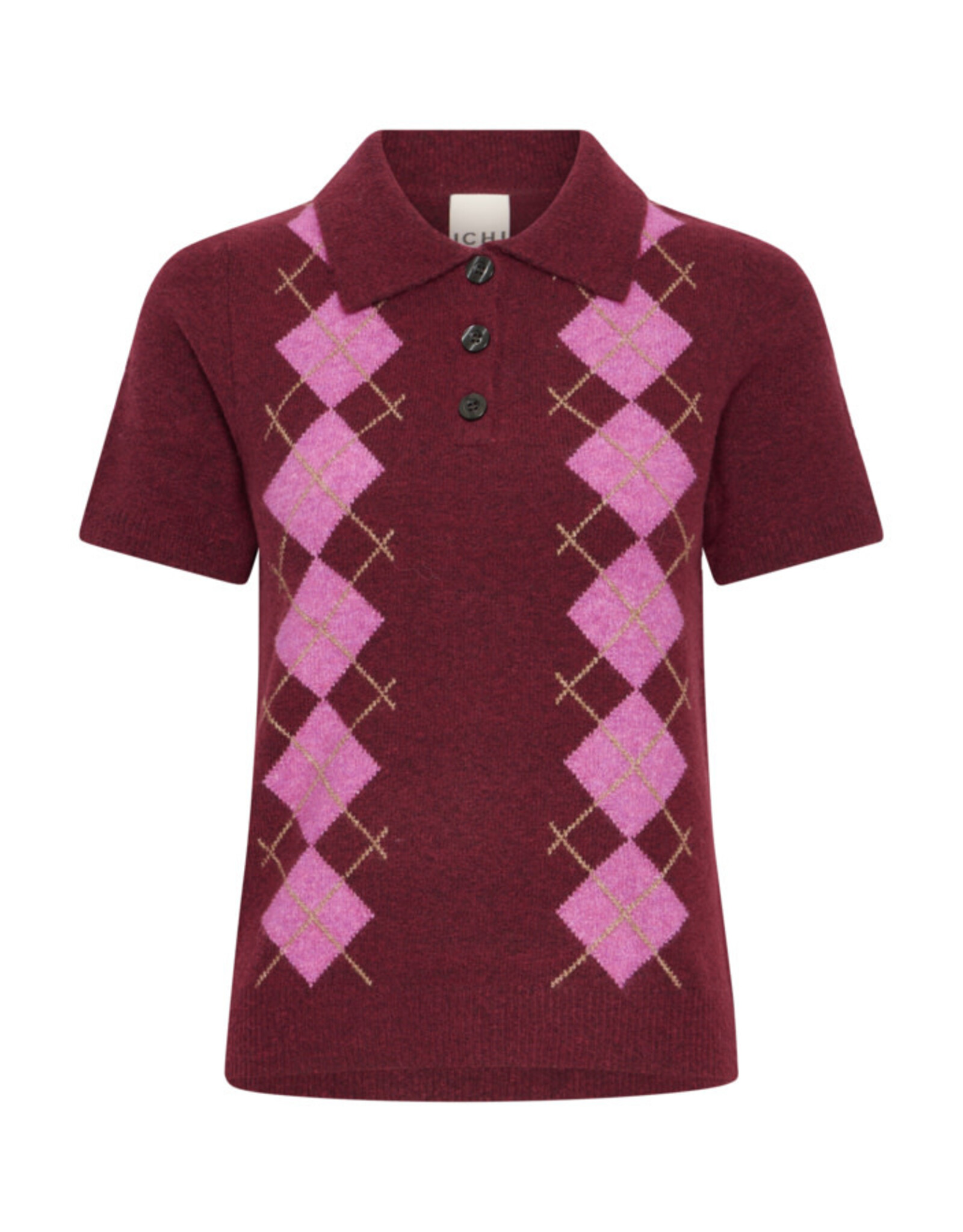 ICHI ICHI - Dasila Short Sleeve Polo Neck Sweater (Rhododendron)
