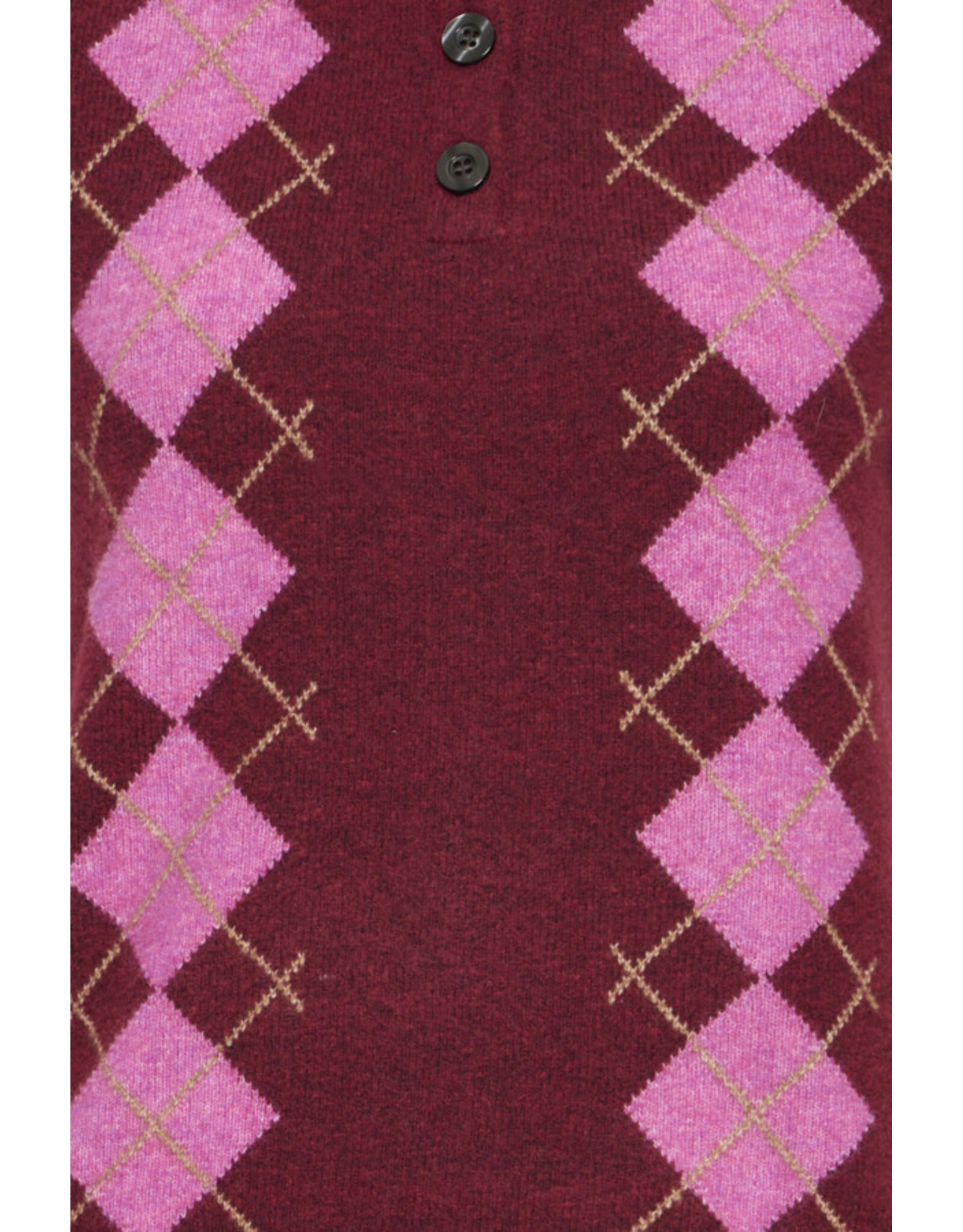 ICHI ICHI - Dasila Short Sleeve Polo Neck Sweater (Rhododendron)