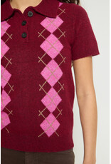 ICHI ICHI - Dasila Short Sleeve Polo Neck Sweater (Rhododendron)