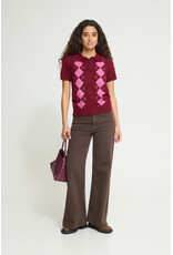 ICHI ICHI - Dasila Short Sleeve Polo Neck Sweater (Rhododendron)