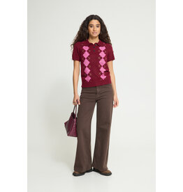 ICHI ICHI - Dasila Short Sleeve Polo Neck Sweater (Rhododendron)