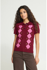 ICHI ICHI - Dasila Short Sleeve Polo Neck Sweater (Rhododendron)