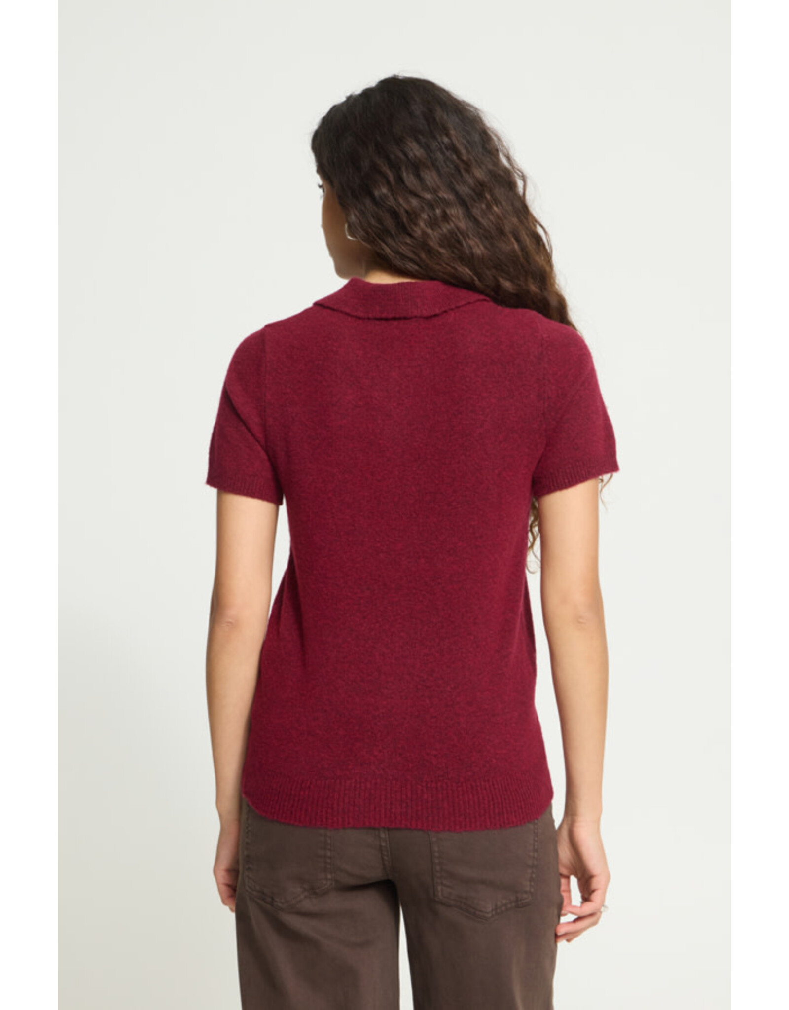 ICHI ICHI - Dasila Short Sleeve Polo Neck Sweater (Rhododendron)