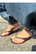 Let's See Style Lettie Kitten Heel Thong Mule (Brown)