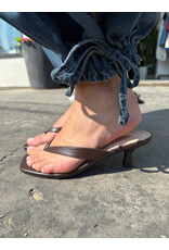 Let's See Style Lettie Kitten Heel Thong Mule (Brown)