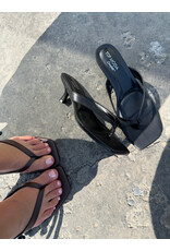 Let's See Style Lettie Kitten Heel Thong Mule (Black)