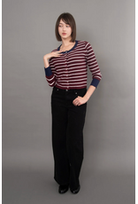 RD Style RD Style - Bruna Striped Crewneck Cardigan (Burgundy)